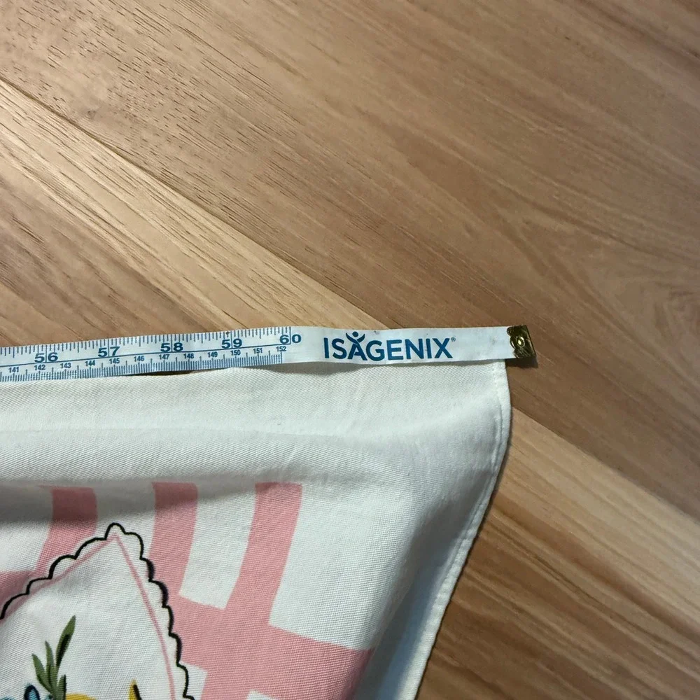 Vintage Floral Striped Tablecloth Pink White Botanical MCM 50x65 Cottagecore